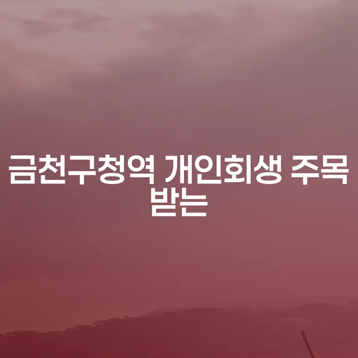 금천구청역 개인회생 주목받는