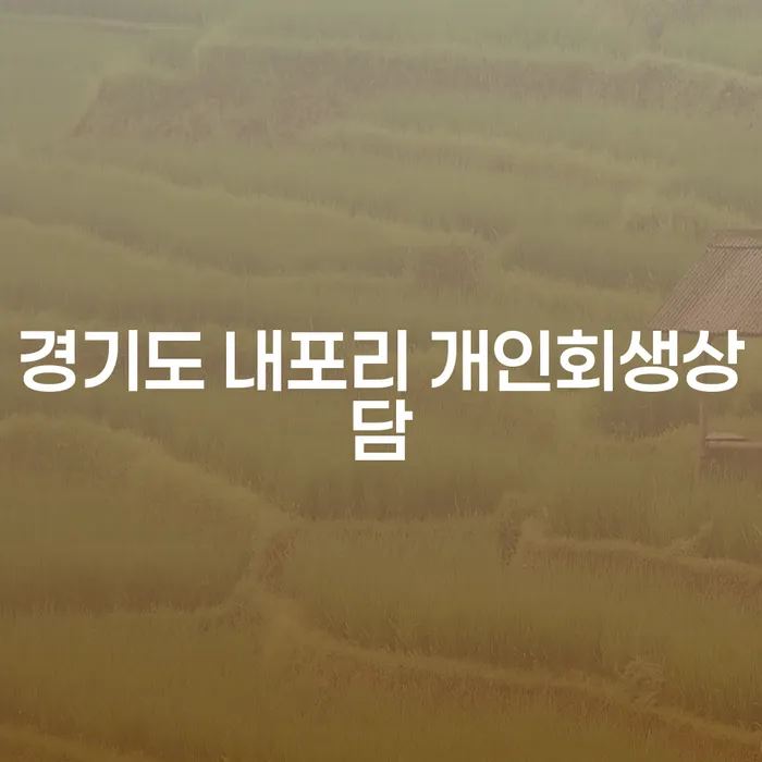 경기도 내포리에서 개인회생 상담을 받아야 하는 이유는 무엇일까요?